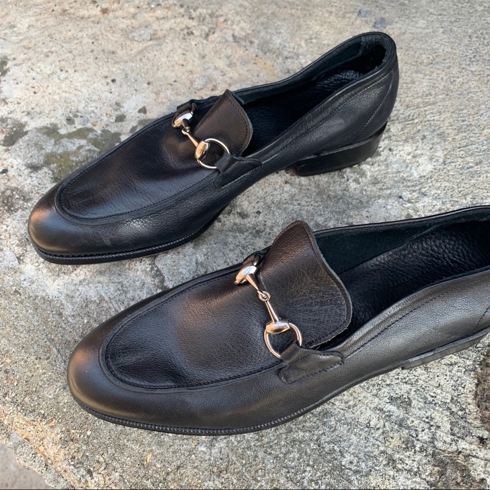 Meermin Mallorca Black Leather Horsebit Loafers - Picture 6 of 10